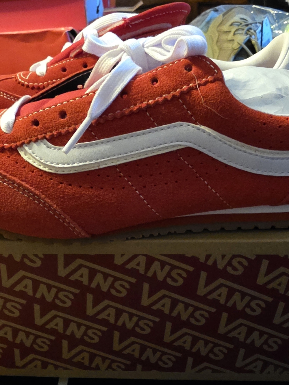 Vans Racing Red & White Super Lowpro Sneakers Mens 7/Womens 8½